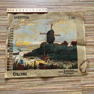Eventide Windmill Canal Colibri Needlepoint Canvas C701 Anchor *Partially Worked